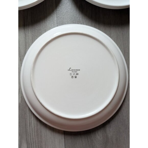 Lovecasa White Porcelain Dinner Plates Set Of 3 10.5" Round Durable & Modern Des - Picture 3 of 4